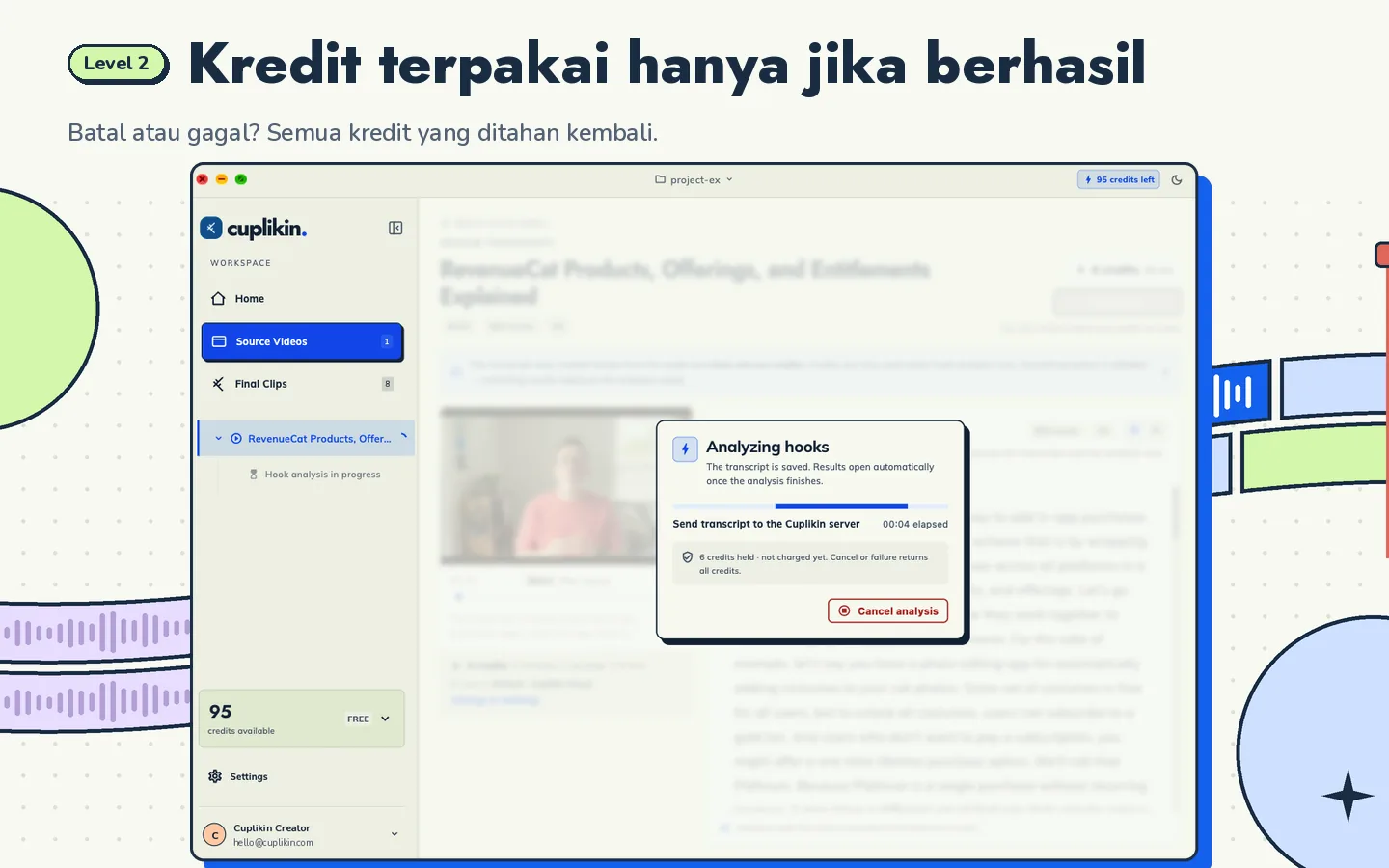 Cuplikin sedang menganalisis hook dengan indikator progres